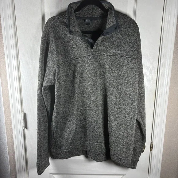 Eddie Bauer Men's XL Gray High‑Neck Button Pullover – Medium Weight, Classic Out - Picture 9 of 12
